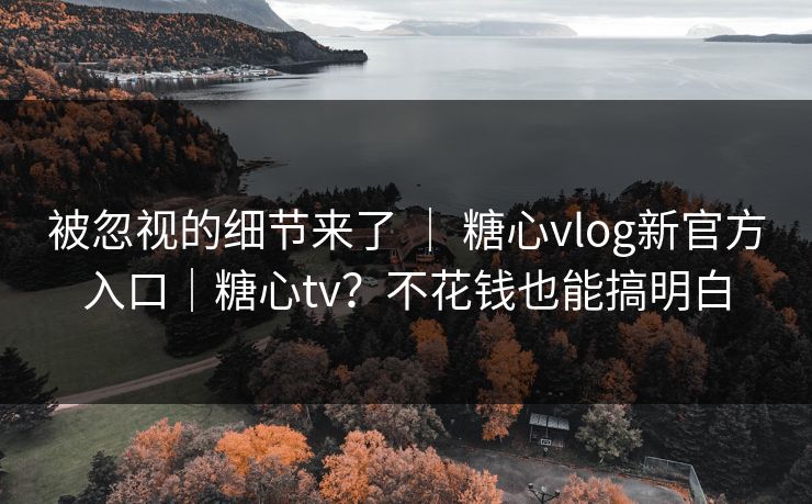 被忽视的细节来了 ｜ 糖心vlog新官方入口｜糖心tv？不花钱也能搞明白