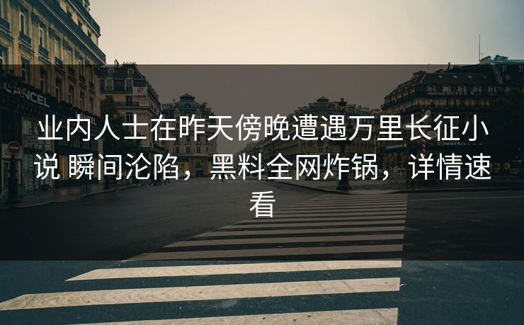 业内人士在昨天傍晚遭遇万里长征小说 瞬间沦陷,黑料全网炸锅,详情速看