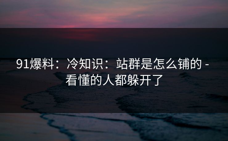 91爆料：冷知识：站群是怎么铺的 - 看懂的人都躲开了  第1张