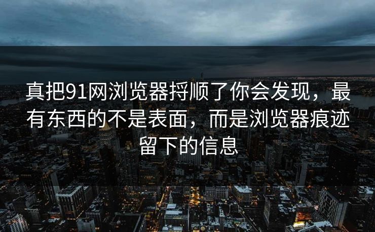 真把91网浏览器捋顺了你会发现，最有东西的不是表面，而是浏览器痕迹留下的信息  第1张